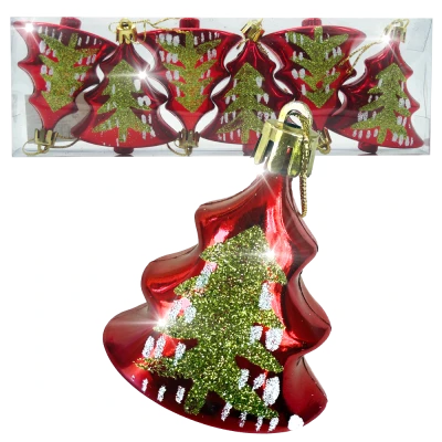 Набор ёлочных игрушек Рождественская ёлка (6 шт.), красные, 8 см