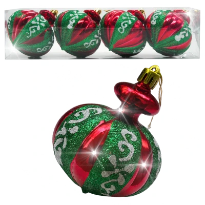 Набор ёлочных игрушек Юла (4 шт.), красные, 9 см