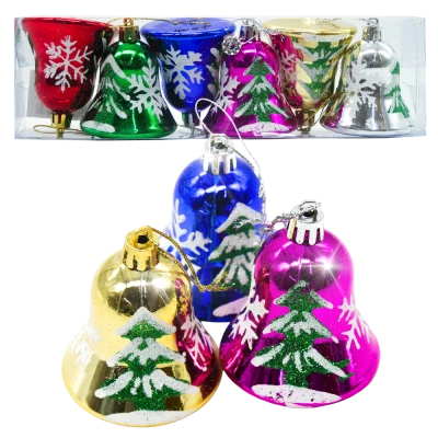 Набор ёлочных игрушек Колокольчики 6 шт, разные цвета, 7 cм