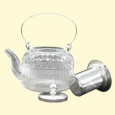 Teekanne aus Glas, 1,4  L, mit Deckel und Griff aus Edelstahl