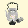 Teekanne aus Glas, 1 L, mit Deckel und Griff aus Kunststoff