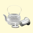 Teekanne aus Glas, 1  L, mit Deckel und Griff aus Edelstahl