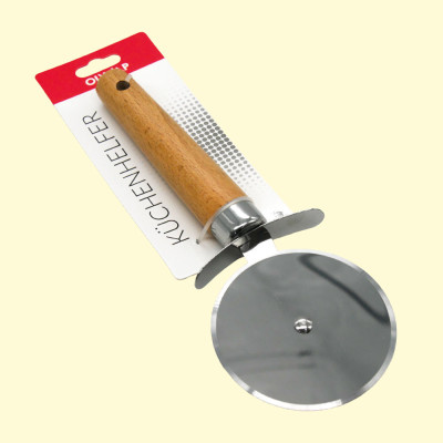 Нож для пиццы, теста, пирогов роликовый, 21 см, дерево, сталь