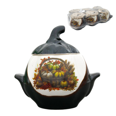 Горшок тыква белокоричневый с ручками 0,75 л для выпекания деколь тыквы (набор из 6 горшков)