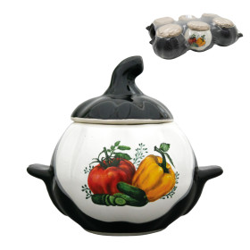 Горшок тыква белокоричневый с ручками 0,75 л для выпекания деколь овощи (набор из 6 горшков)