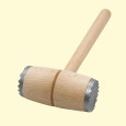 Holzhammer mit zwei Metallaufsätzen, ca. 28 cm