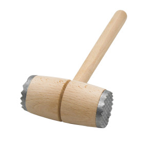 Молоток деревянный с двумя металлическими насадками, 28 см