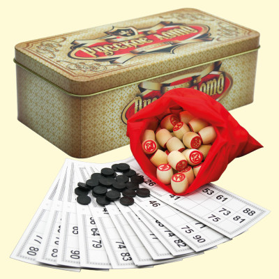 Лото в подарочной металлической коробке Ретро стиль, люкс 24 х 12 см, дерево, металл