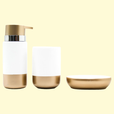 Набор из 3 аксессуаров для ванной из керамики и пластика, белый