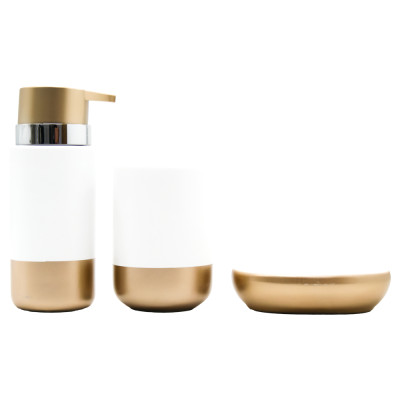 Набор из 3 аксессуаров для ванной из керамики и пластика, белый
