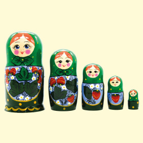 Матрёшка Зеленая клубничка M5, 18 см