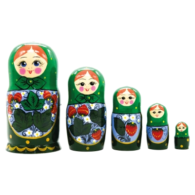 Матрёшка Зеленая клубничка M5, 18 см