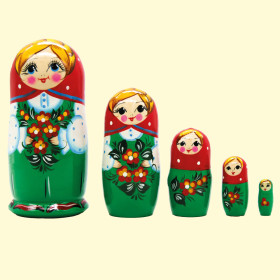 Матрёшка Незабудка красный платок M5, 16 см