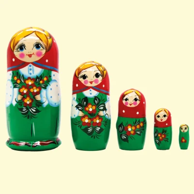Матрёшка Незабудка красный платок M5, 16 см