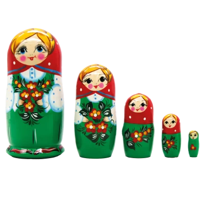 Матрёшка Незабудка красный платок M5, 16 см