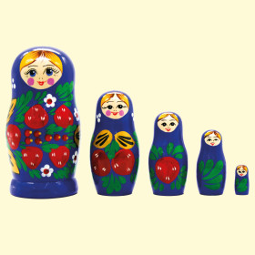 Матрёшка Клубничка средняя M5, 15 см