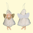 Weihnachtsanhänger Алиса, Plüsch, 16 × 6 cm, weiß-gold