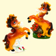 Spardose – Figur Jahr des Pferdes in zwei Varianten, 14 x 6 x 21,5 cm, aus Resin