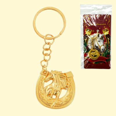 Брелок новогодний Подкова, золотой, 3 х 8,5 см