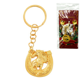 Брелок новогодний Подкова, золотой, 3 х 8,5 см