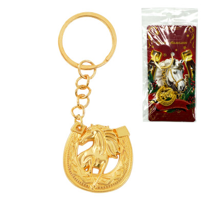 Брелок новогодний Подкова, золотой, 3 х 8,5 см