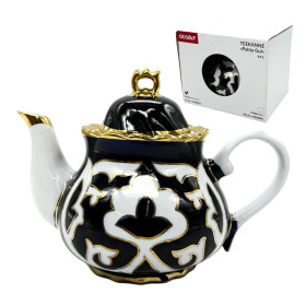 Чайник заварочный Пахта Гул, белый-синий-золото, Узбекистан, 0,9 л