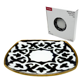 Тарелка для хлеба Пахта Гул синяя с золотом 2 шт Узбекистан 20,5 х 20,5 см