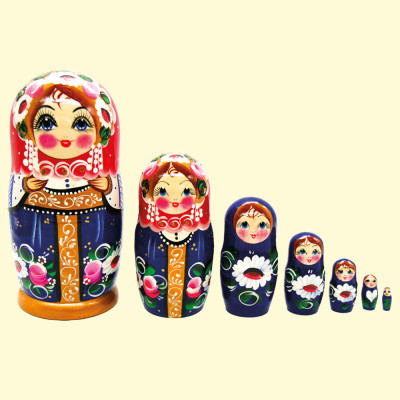 Матрёшка Синий сарафан M7 21 см