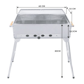 Мангал ПИКНИК новый, ВДШ: 80 x 60 x 33 см, нержавейка 0,8 мм.