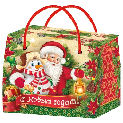 Складная новогодняя упаковка Презент, 800 г, картонная подарочная коробка