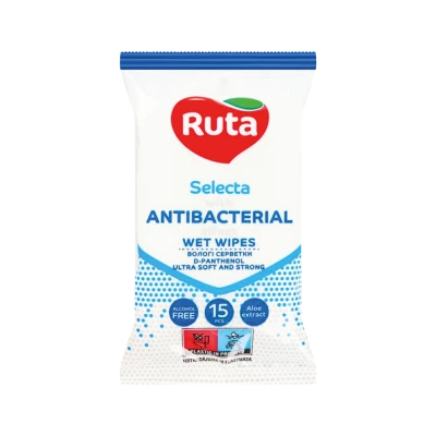Влажные салфетки Ruta Selecta с антибактериальным эффектом, 15 шт