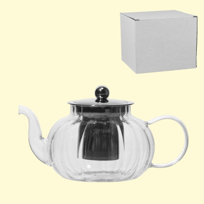 Заварочный чайник из стекла 1 л, из высококачественного стекла, с крышкой и металлическим ситечком
