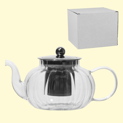 Заварочный чайник из стекла 1,5 л, из высококачественного стекла, с крышкой и металлическим ситечком