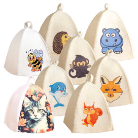 Банные шапки детские, войлок, шерсть 70%, полиэстер 30%