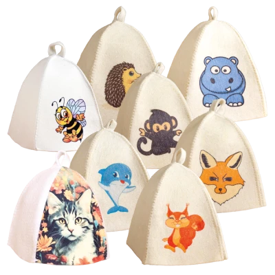 Банные шапки детские, войлок, шерсть 70%, полиэстер 30%