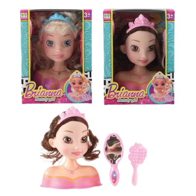 Голова для причёсок с аксессуарами, 16 см, 2 цвета в ассортименте, упаковка с окном