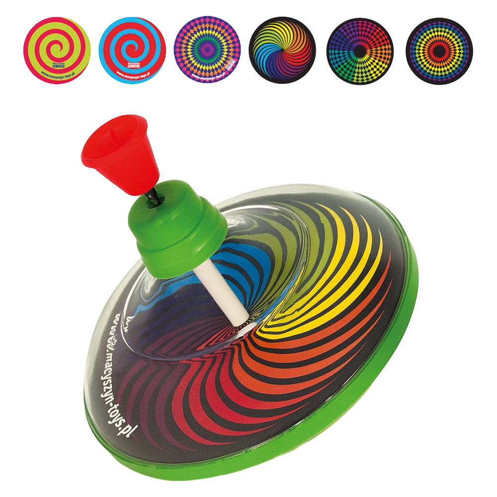 Спиральная пластиковая юла Люкс, прозрачная, цвета и дизайны в ассортименте