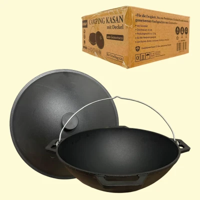 Казан чугунный азиатский с крышкой из чугуна, 12 л