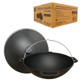 Казан чугунный азиатский с крышкой из чугуна, 12 л