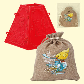 Форма для пасхи Со светлым праздником Пасхи!, пластмассовая, в мешочке, 11,5 × 12 × 12 см