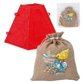 Форма для пасхи Со светлым праздником Пасхи!, пластмассовая, в мешочке, 11,5 × 12 × 12 см