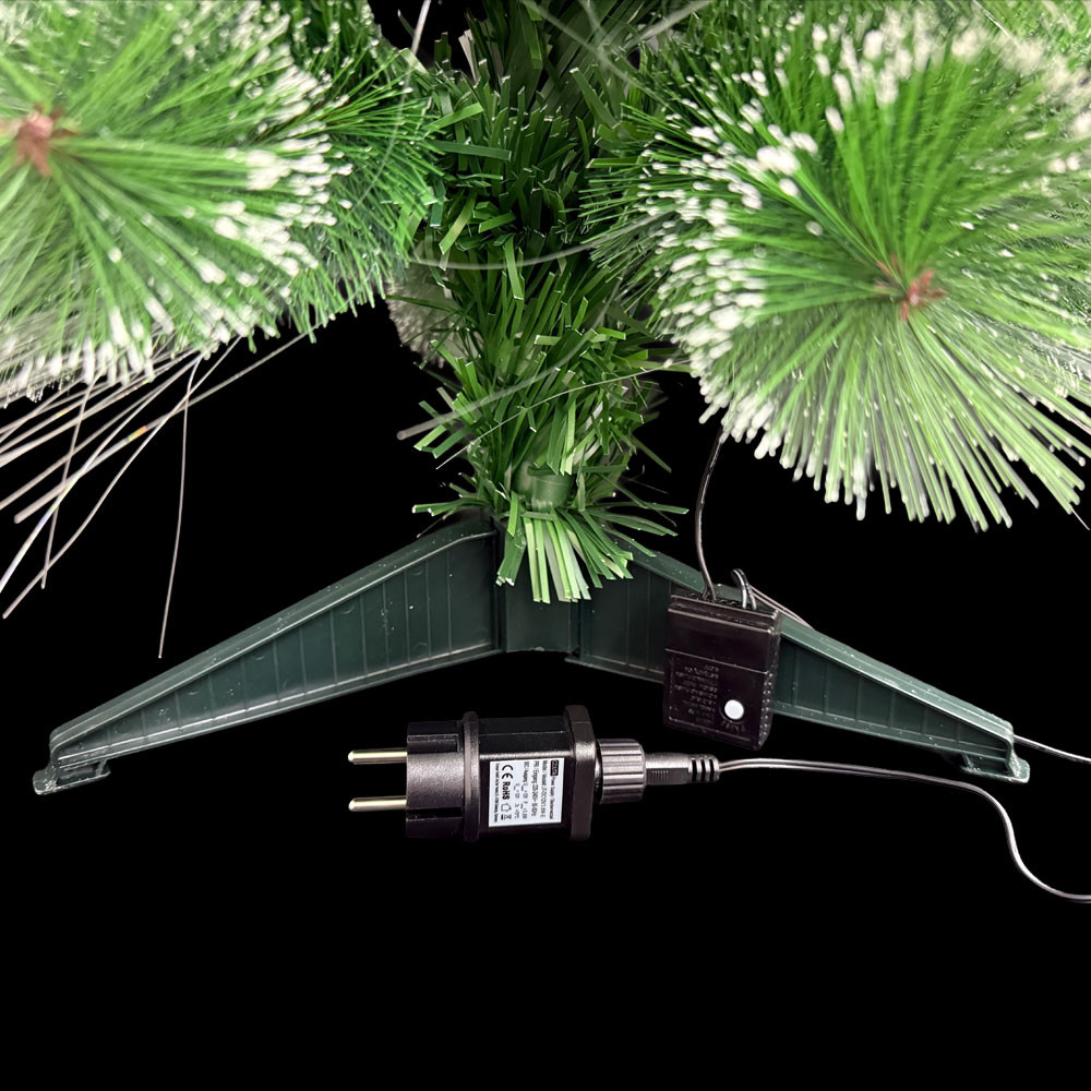 Ёлочка новогодняя зелёная, пушистая, со световыми волокнами (тёплый жёлтый, 5 режимов), 90 см