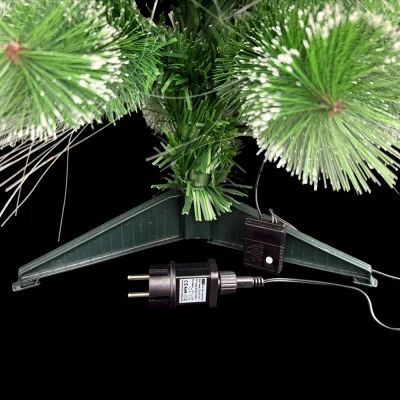 Ёлочка новогодняя зелёная, пушистая, со световыми волокнами (тёплый жёлтый, 5 режимов), 180 см