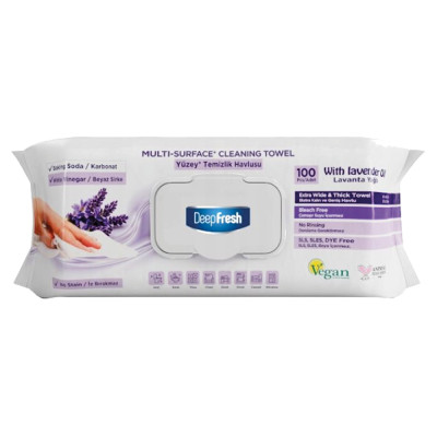 DEEP FRESH Влажные чистящие салфетки УНИВЕРСАЛЬНЫЕ ПОЛОТЕНЦА LAVANDA XXL 100 штук
