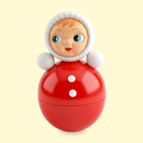 Музыкальная кукла-неваляшка,  около 15 см, из ПВХ, Красная