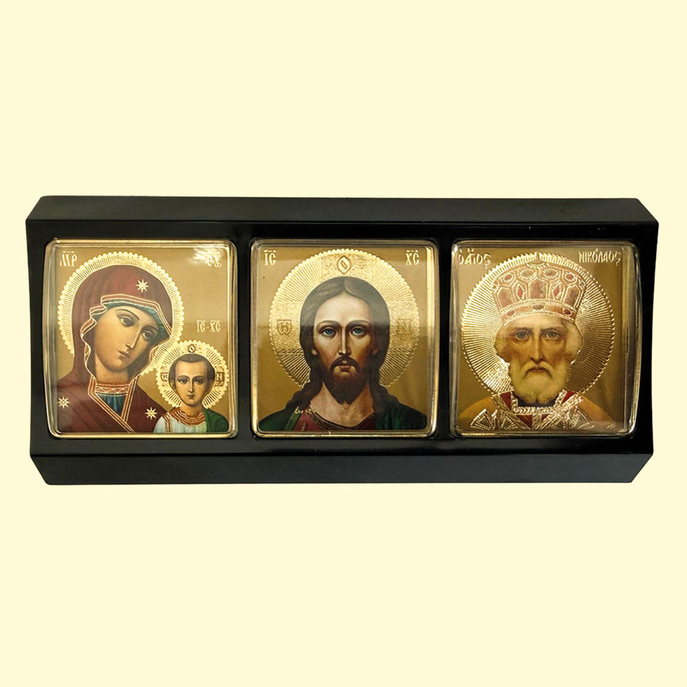 Икона для машины Тройная, 11 x 5,3 см