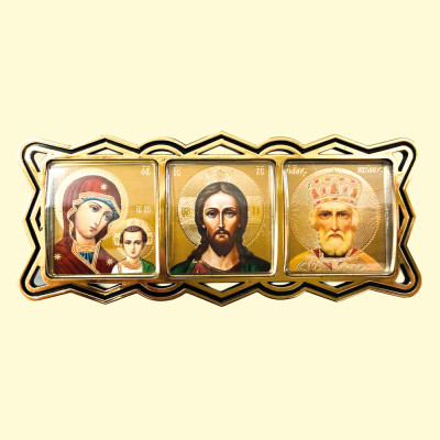 Икона для машины Тройная, 12 x 5 см