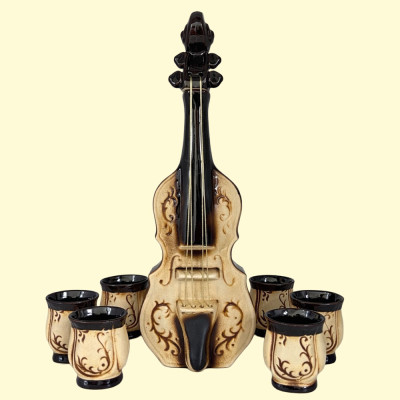 Керамический винный набор Симфония, графин 1 л (высота 42 см) + 6 стопок по 0,15 л