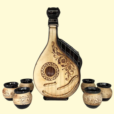 Керамический винный набор Бандура, графин 1,1 л (высота 34 см) + 6 стопок по 0,15 л