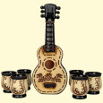 Keramik-Weinset Gitarre, Stauf 1  L (Höhe 34,5 cm) + 6 Schnapsgläser à 0,15  L